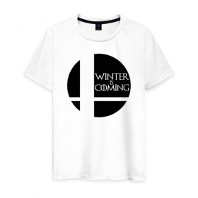 Мужская футболка хлопок с принтом Зима Близко / Winter is Coming в Курске, 100% хлопок | прямой крой, круглый вырез горловины, длина до линии бедер, слегка спущенное плечо. | 