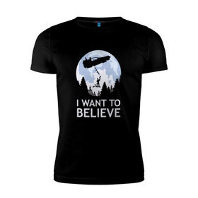 Мужская футболка премиум с принтом I Want To Believe в Курске, 92% хлопок, 8% лайкра | приталенный силуэт, круглый вырез ворота, длина до линии бедра, короткий рукав | док | макфлай | марти | машина времени | я хочу верить