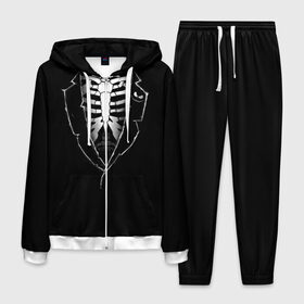 Мужской костюм 3D с принтом Скелет в Курске, 100% полиэстер | Манжеты и пояс оформлены тканевой резинкой, двухслойный капюшон со шнурком для регулировки, карманы спереди | deadman | death | halloween | ribs | skeleton | мертвец | ребра | скелет | хеллоуин | хэллоуин