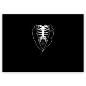 Поздравительная открытка с принтом Скелет в Курске, 100% бумага | плотность бумаги 280 г/м2, матовая, на обратной стороне линовка и место для марки
 | deadman | death | halloween | ribs | skeleton | мертвец | ребра | скелет | хеллоуин | хэллоуин