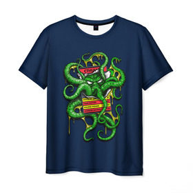 Мужская футболка 3D с принтом Ктулху в Курске, 100% полиэфир | прямой крой, круглый вырез горловины, длина до линии бедер | call | cthulhu | howard | kraken | lovecraft | octopus | tentacles | говард | зов | кракен | ктулху | лавкрафт | осьминог | щупальца