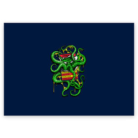 Поздравительная открытка с принтом Ктулху в Курске, 100% бумага | плотность бумаги 280 г/м2, матовая, на обратной стороне линовка и место для марки
 | call | cthulhu | howard | kraken | lovecraft | octopus | tentacles | говард | зов | кракен | ктулху | лавкрафт | осьминог | щупальца