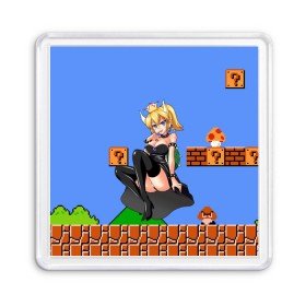 Магнит 55*55 с принтом Bowsette в Курске, Пластик | Размер: 65*65 мм; Размер печати: 55*55 мм | bowser | bowsette | bros | luigi | mario | nintendo | super | боузер | боузетта | купа | луиджи | марио | супер