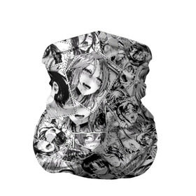 Бандана-труба 3D с принтом Manga ahegao в Курске, 100% полиэстер, ткань с особыми свойствами — Activecool | плотность 150‒180 г/м2; хорошо тянется, но сохраняет форму | Тематика изображения на принте: ahegao | manga | ахегао | комиксы | лицо | манга | паттрен | чернобелый | эмоции
