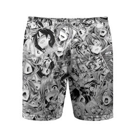 Мужские шорты 3D спортивные с принтом Manga ahegao в Курске,  |  | ahegao | manga | ахегао | комиксы | лицо | манга | паттрен | чернобелый | эмоции