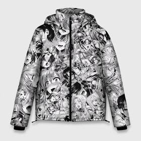 Мужская зимняя куртка 3D с принтом Manga ahegao в Курске, верх — 100% полиэстер; подкладка — 100% полиэстер; утеплитель — 100% полиэстер | длина ниже бедра, свободный силуэт Оверсайз. Есть воротник-стойка, отстегивающийся капюшон и ветрозащитная планка. 

Боковые карманы с листочкой на кнопках и внутренний карман на молнии. | Тематика изображения на принте: ahegao | manga | ахегао | комиксы | лицо | манга | паттрен | чернобелый | эмоции