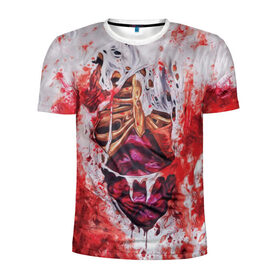 Мужская футболка 3D спортивная с принтом Кровь в Курске, 100% полиэстер с улучшенными характеристиками | приталенный силуэт, круглая горловина, широкие плечи, сужается к линии бедра | кишки | кровь | мертвец | мертвый | ребра | тело