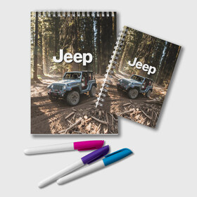 Блокнот с принтом Jeep в Курске, 100% бумага | 48 листов, плотность листов — 60 г/м2, плотность картонной обложки — 250 г/м2. Листы скреплены удобной пружинной спиралью. Цвет линий — светло-серый
 | Тематика изображения на принте: 4х4 | forest | jeep | nature | off road | russia | siberia | ural | usa | бездорожье | внедорожник | дальний восток | лес | природа | ралли | россия | сибирь | сша | тайга | урал