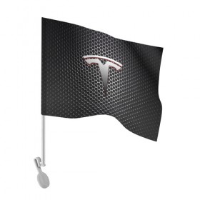 Флаг для автомобиля с принтом TESLA в Курске, 100% полиэстер | Размер: 30*21 см | brand | car | elon mask | tesla | авто | бренд | илон | илон маск | маск | машина | тесла | электрокар