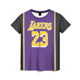 Женская футболка 3D с принтом James LA Lakers 2019 в Курске, 100% полиэфир ( синтетическое хлопкоподобное полотно) | прямой крой, круглый вырез горловины, длина до линии бедер | angeles | james | lakers | lebron | los | nba | usa | анджелес | джеймс | леброн | лейкерс | лос | нба | сша