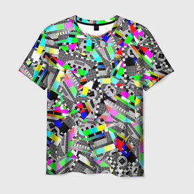 Мужская футболка 3D с принтом Экран профилактики в Курске, 100% полиэфир | прямой крой, круглый вырез горловины, длина до линии бедер | абстракция | геометрия | настройка | паттрен | писк | профилактика | сигнал | таблица | телевидение | телевизор | цвет