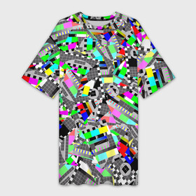 Платье-футболка 3D с принтом Экран профилактики в Курске,  |  | абстракция | геометрия | настройка | паттрен | писк | профилактика | сигнал | таблица | телевидение | телевизор | цвет