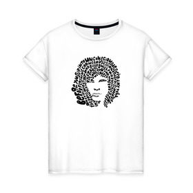 Женская футболка хлопок с принтом Jim Morrison в Курске, 100% хлопок | прямой крой, круглый вырез горловины, длина до линии бедер, слегка спущенное плечо | Тематика изображения на принте: jim morrison | the cristal ship | the doors | джим моррисон | доорз