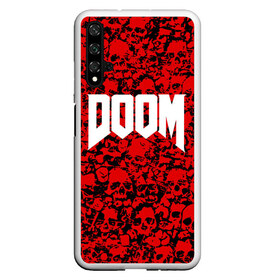 Чехол для Honor 20 с принтом DOOM в Курске, Силикон | Область печати: задняя сторона чехла, без боковых панелей | Тематика изображения на принте: devil | doom | hell | mark of the doom slayer | slayer | ад | гарнил | дум | знаки | иероглифы | компьютерные игры 2019 | преисподняя | символ | солдат