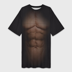 Платье-футболка 3D с принтом Сетка в Курске,  |  | атлет | грудь | качёк | клетка | кубики | мужик | мышцы | парень | пресс | прозрачный | спорт | тело | торс | фигура