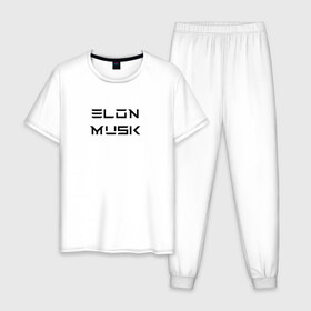 Мужская пижама хлопок с принтом Илон Маск #7 в Курске, 100% хлопок | брюки и футболка прямого кроя, без карманов, на брюках мягкая резинка на поясе и по низу штанин
 | 