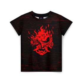 Детская футболка 3D с принтом CYBERPUNK 2077 в Курске, 100% гипоаллергенный полиэфир | прямой крой, круглый вырез горловины, длина до линии бедер, чуть спущенное плечо, ткань немного тянется | Тематика изображения на принте: 2019 | cd project red | cyberpunk 2077 | future | hack | night city | samurai | sci fi | андроиды | безумие | будущее | киберпанк 2077 | логотип | роботы | самураи | фантастика | цифры