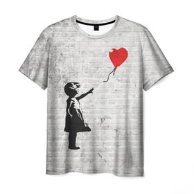 Мужская футболка 3D с принтом Бэнкси: Девочка с Шаром в Курске, 100% полиэфир | прямой крой, круглый вырез горловины, длина до линии бедер | art | balloon | banksy | culture | girl | graffity | heart | hearts | red | арт | бэнкси | граффити | девочка | девочка с шаром | красный | красным | культура | сердечки | сердечко | сердце | стрит | шар | шарик | шариком