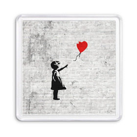 Магнит 55*55 с принтом Бэнкси Девочка с Шаром в Курске, Пластик | Размер: 65*65 мм; Размер печати: 55*55 мм | art | balloon | banksy | culture | girl | graffity | heart | hearts | red | арт | бэнкси | граффити | девочка | девочка с шаром | красный | красным | культура | сердечки | сердечко | сердце | стрит | шар | шарик | шариком