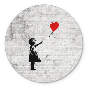 Коврик для мышки круглый с принтом Бэнкси: Девочка с Шаром в Курске, резина и полиэстер | круглая форма, изображение наносится на всю лицевую часть | art | balloon | banksy | culture | girl | graffity | heart | hearts | red | арт | бэнкси | граффити | девочка | девочка с шаром | красный | красным | культура | сердечки | сердечко | сердце | стрит | шар | шарик | шариком