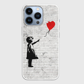 Чехол для iPhone 13 Pro с принтом Бэнкси: Девочка с Шаром в Курске,  |  | Тематика изображения на принте: art | balloon | banksy | culture | girl | graffity | heart | hearts | red | арт | бэнкси | граффити | девочка | девочка с шаром | красный | красным | культура | сердечки | сердечко | сердце | стрит | шар | шарик | шариком