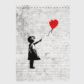 Скетчбук с принтом Бэнкси Девочка с Шаром в Курске, 100% бумага
 | 48 листов, плотность листов — 100 г/м2, плотность картонной обложки — 250 г/м2. Листы скреплены сверху удобной пружинной спиралью | art | balloon | banksy | culture | girl | graffity | heart | hearts | red | арт | бэнкси | граффити | девочка | девочка с шаром | красный | красным | культура | сердечки | сердечко | сердце | стрит | шар | шарик | шариком