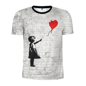 Мужская футболка 3D спортивная с принтом Бэнкси: Девочка с Шаром в Курске, 100% полиэстер с улучшенными характеристиками | приталенный силуэт, круглая горловина, широкие плечи, сужается к линии бедра | Тематика изображения на принте: art | balloon | banksy | culture | girl | graffity | heart | hearts | red | арт | бэнкси | граффити | девочка | девочка с шаром | красный | красным | культура | сердечки | сердечко | сердце | стрит | шар | шарик | шариком