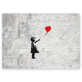 Поздравительная открытка с принтом Бэнкси: Девочка с Шаром в Курске, 100% бумага | плотность бумаги 280 г/м2, матовая, на обратной стороне линовка и место для марки
 | art | balloon | banksy | culture | girl | graffity | heart | hearts | red | арт | бэнкси | граффити | девочка | девочка с шаром | красный | красным | культура | сердечки | сердечко | сердце | стрит | шар | шарик | шариком