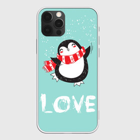 Чехол для iPhone 12 Pro Max с принтом Пингвин LOVE в Курске, Силикон |  | Тематика изображения на принте: linux | детская | зима | зимняя | лёд | новый год | пингвин | пингвин в снегу | пингвин в шарфе | пингвин любовь | пингвинчик | пингвины | северный полюс | снег | холод