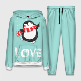 Женский костюм 3D (с толстовкой) с принтом Пингвин LOVE в Курске,  |  | linux | детская | зима | зимняя | лёд | новый год | пингвин | пингвин в снегу | пингвин в шарфе | пингвин любовь | пингвинчик | пингвины | северный полюс | снег | холод