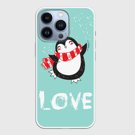 Чехол для iPhone 13 Pro с принтом Пингвин LOVE в Курске,  |  | linux | детская | зима | зимняя | лёд | новый год | пингвин | пингвин в снегу | пингвин в шарфе | пингвин любовь | пингвинчик | пингвины | северный полюс | снег | холод