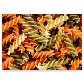 Поздравительная открытка с принтом Макароны Спиральки в Курске, 100% бумага | плотность бумаги 280 г/м2, матовая, на обратной стороне линовка и место для марки
 | Тематика изображения на принте: food | italy | pasta | spagetti | еда | едой | изображение | италия | картинка | макарон | макароны | макарошки | мука | мучное | паста | прикол | прикольные | спагетти | спиральки | фото | юмор