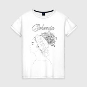 Женская футболка хлопок с принтом Богема в Курске, 100% хлопок | прямой крой, круглый вырез горловины, длина до линии бедер, слегка спущенное плечо | афро | грация | девушка | красота | мулатка