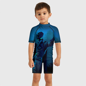 Детский купальный костюм 3D с принтом Fortnite. Plague в Курске, Полиэстер 85%, Спандекс 15% | застежка на молнии на спине | battle | epic | fortnite | games | plague | royale | save | soldier | world | битва | королевская | солдат | фортнайт | чума