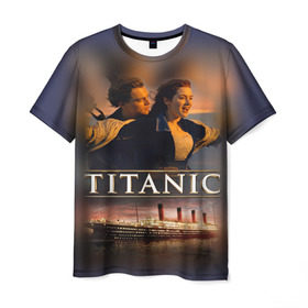 Мужская футболка 3D с принтом Титаник Джек и Роза в Курске, 100% полиэфир | прямой крой, круглый вырез горловины, длина до линии бедер | Тематика изображения на принте: 