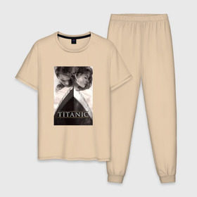 Мужская пижама хлопок с принтом Титаник в Курске, 100% хлопок | брюки и футболка прямого кроя, без карманов, на брюках мягкая резинка на поясе и по низу штанин
 | Тематика изображения на принте: titanic | титаник