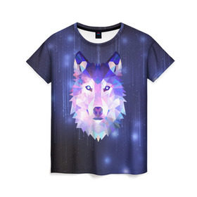 Женская футболка 3D с принтом Космический Волк в Курске, 100% полиэфир ( синтетическое хлопкоподобное полотно) | прямой крой, круглый вырез горловины, длина до линии бедер | poligon | space | star | stars | werewolf | wild | wolf | wolfs | волк | волки | волчата | волченок | волчица | вселенная | дикий | звезда | звезды | космический | космос | луна | оборотень | падающие | полигон | полигоны