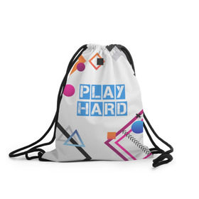 Рюкзак-мешок 3D с принтом Play hard в Курске, 100% полиэстер | плотность ткани — 200 г/м2, размер — 35 х 45 см; лямки — толстые шнурки, застежка на шнуровке, без карманов и подкладки | 