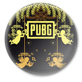 Значок с принтом Новогодний PUBG в Курске,  металл | круглая форма, металлическая застежка в виде булавки | 