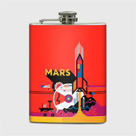 Фляга с принтом Марс в Курске, металлический корпус | емкость 0,22 л, размер 125 х 94 мм. Виниловая наклейка запечатывается полностью | space | илон | илон маск | колонизация | космос | марс | маск | наука | полет | ракета