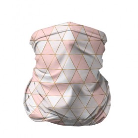 Бандана-труба 3D с принтом Rose gold в Курске, 100% полиэстер, ткань с особыми свойствами — Activecool | плотность 150‒180 г/м2; хорошо тянется, но сохраняет форму | Тематика изображения на принте: геометрия | золото | паттерн | розовый | треугольник