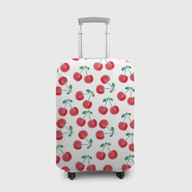 Чехол для чемодана 3D с принтом Вишневое настроение в Курске, 86% полиэфир, 14% спандекс | двустороннее нанесение принта, прорези для ручек и колес | весна | вишня | красный | лето | листья | ягода