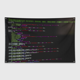 Флаг-баннер с принтом Программный код в Курске, 100% полиэстер | размер 67 х 109 см, плотность ткани — 95 г/м2; по краям флага есть четыре люверса для крепления | computer code | hacker | html | it | php | technology | код | компьютеры | материнская плата | программист | хакер