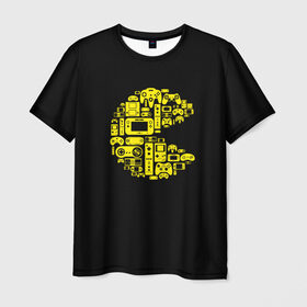 Мужская футболка 3D с принтом Pac-Man в Курске, 100% полиэфир | прямой крой, круглый вырез горловины, длина до линии бедер | game | gamer | gaming | nds | nintendo | pac man | ps3 | ps4 | psp | wii | xbox | аркада | джойстик | игра | игровая приставка | игры | классика игр | контроллер | пакман