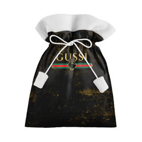 Подарочный 3D мешок с принтом GUSSI GOLD в Курске, 100% полиэстер | Размер: 29*39 см | fasion | gold | gucci | gussi | trend | гусси | гуччи | золото | золотой | мода | одежда | тренд | тренды