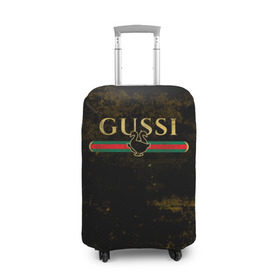 Чехол для чемодана 3D с принтом GUSSI GOLD в Курске, 86% полиэфир, 14% спандекс | двустороннее нанесение принта, прорези для ручек и колес | fasion | gold | gucci | gussi | trend | гусси | гуччи | золото | золотой | мода | одежда | тренд | тренды