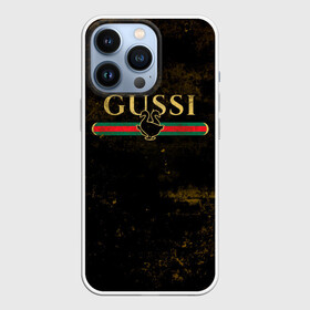 Чехол для iPhone 13 Pro с принтом GUSSI GOLD в Курске,  |  | fasion | gold | gucci | gussi | trend | гусси | гуччи | золото | золотой | мода | одежда | тренд | тренды