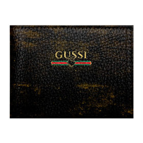 Обложка для студенческого билета с принтом GUSSI GOLD в Курске, натуральная кожа | Размер: 11*8 см; Печать на всей внешней стороне | fasion | gold | gucci | gussi | trend | гусси | гуччи | золото | золотой | мода | одежда | тренд | тренды