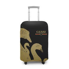 Чехол для чемодана 3D с принтом GUSSI GOLD в Курске, 86% полиэфир, 14% спандекс | двустороннее нанесение принта, прорези для ручек и колес | fasion | gold | gucci | gussi | trend | гусси | гуччи | золото | золотой | мода | одежда | тренд | тренды