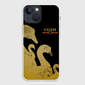 Чехол для iPhone 13 mini с принтом GUSSI GOLD в Курске,  |  | fasion | gold | gucci | gussi | trend | гусси | гуччи | золото | золотой | мода | одежда | тренд | тренды